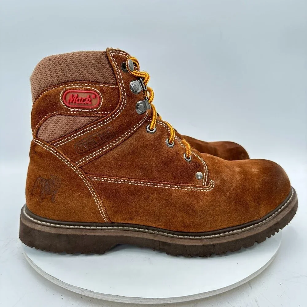 Mack Men Size 11 Brown Suede Leather Steel Toe Oil Resistant Work Boot